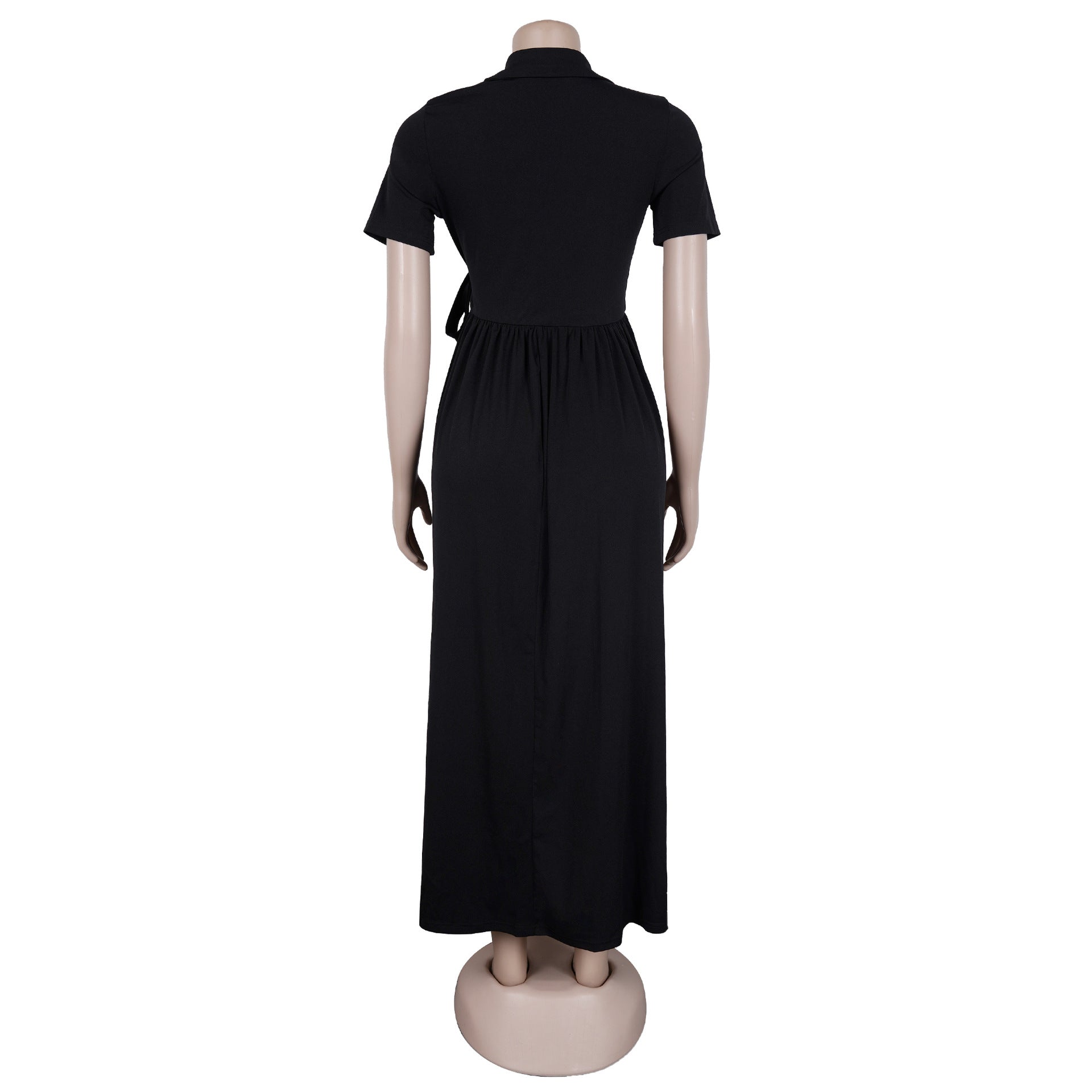 Dress with Short Sleeves and Pleated Skirt