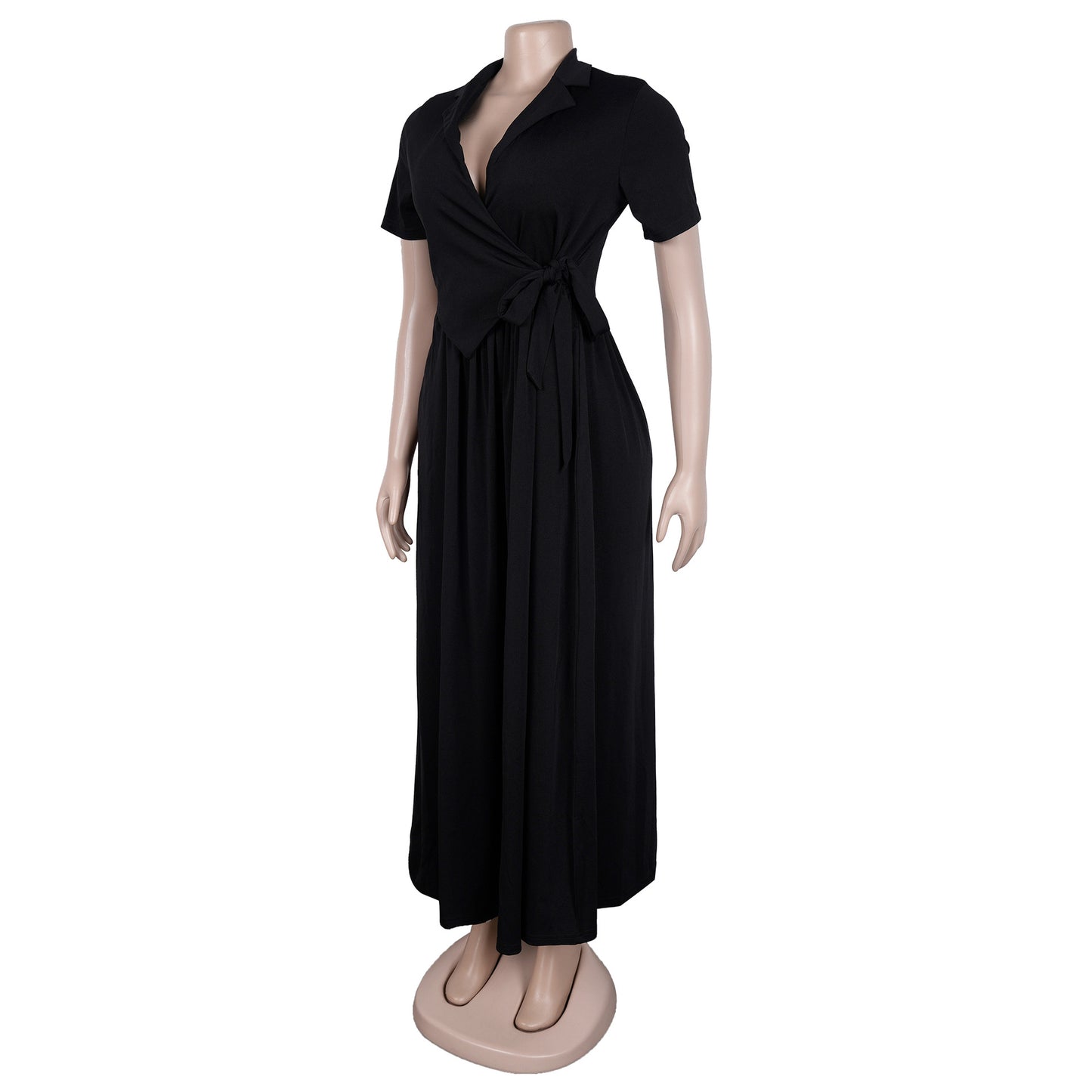 Dress with Short Sleeves and Pleated Skirt