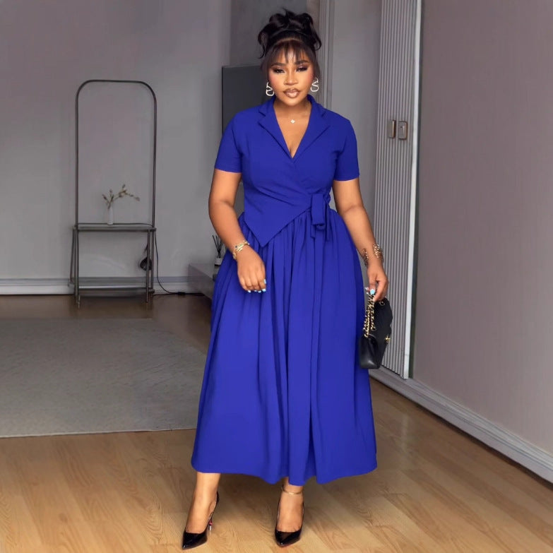 Dress with Short Sleeves and Pleated Skirt