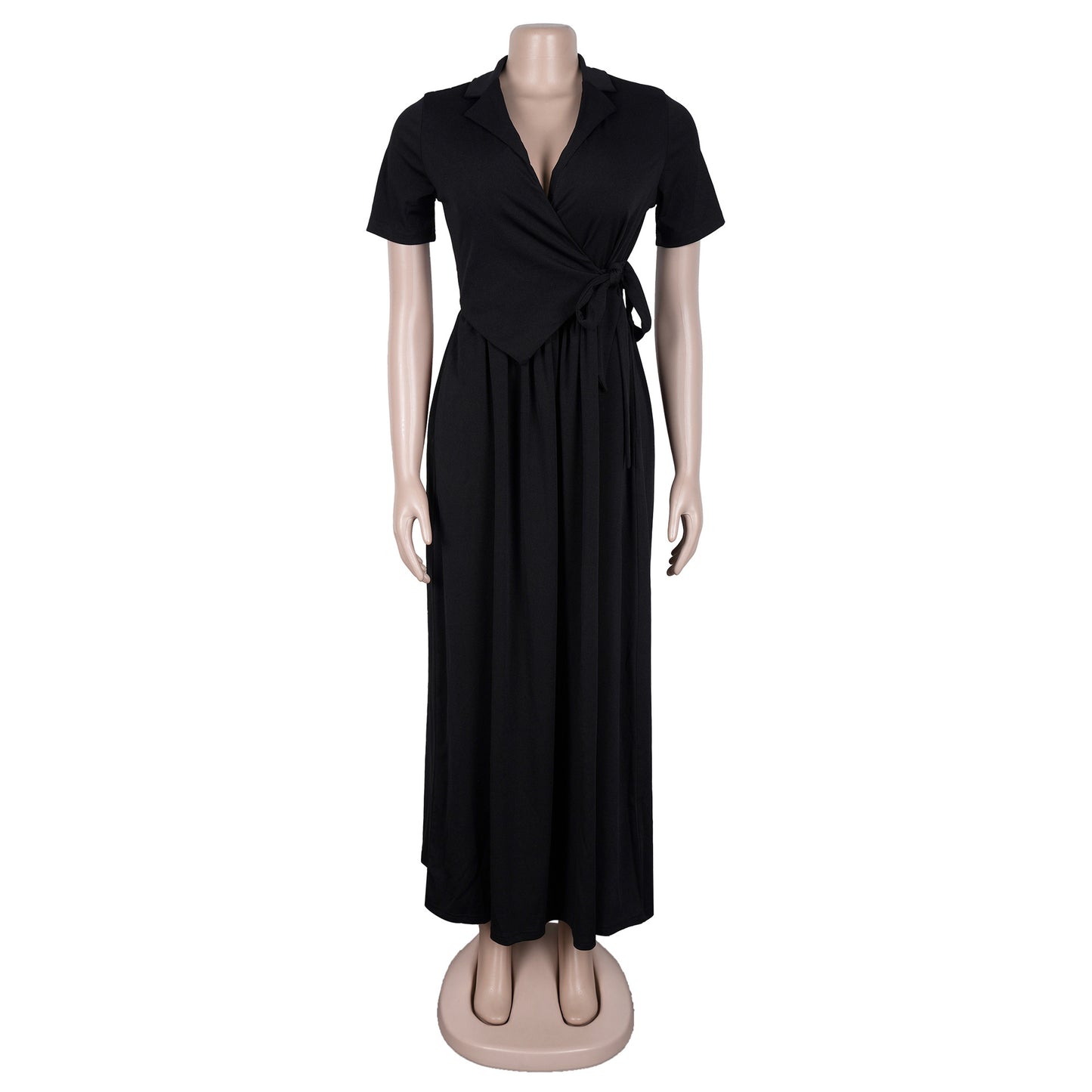 Dress with Short Sleeves and Pleated Skirt