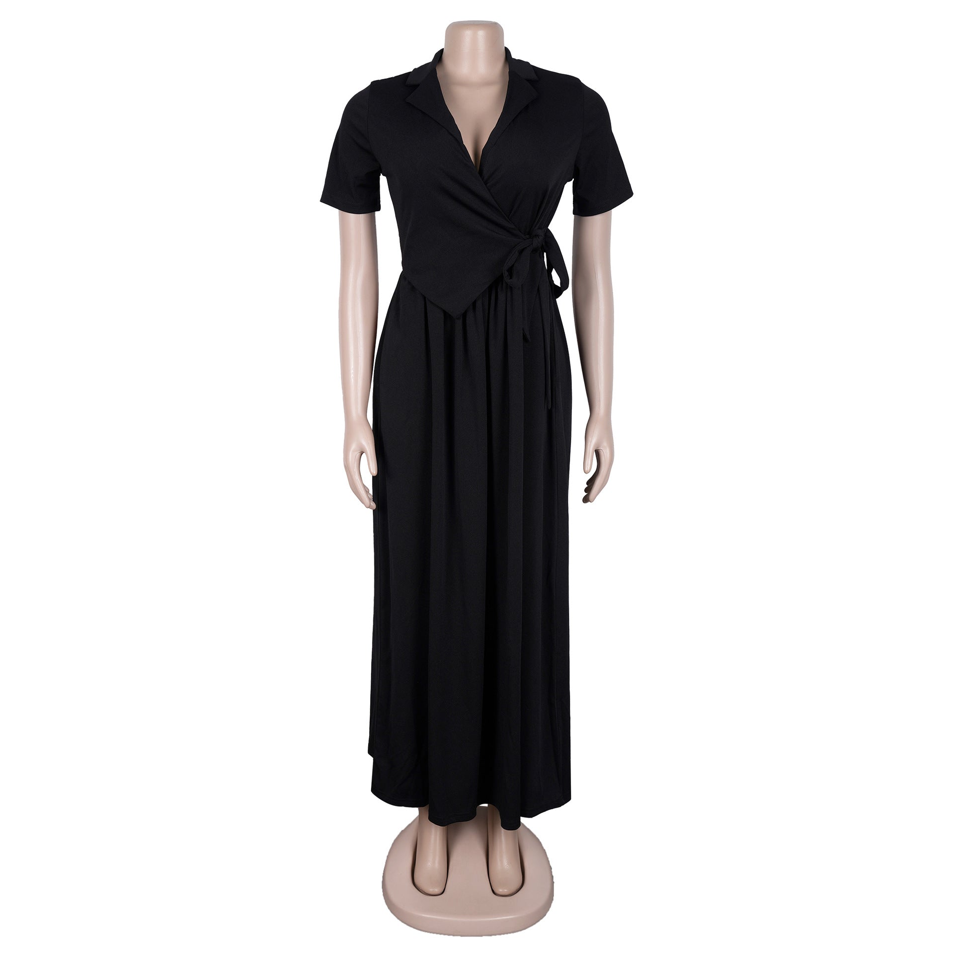 Dress with Short Sleeves and Pleated Skirt