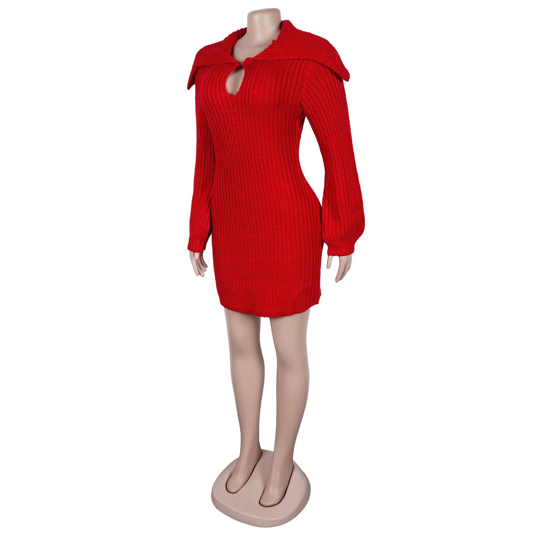 Knit Sweater Dress with Keyhole Detail