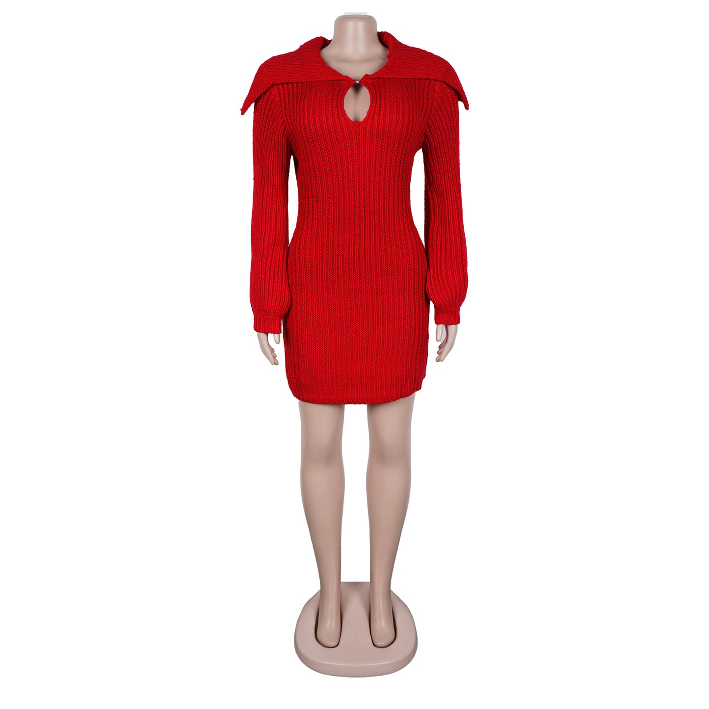 Knit Sweater Dress with Keyhole Detail