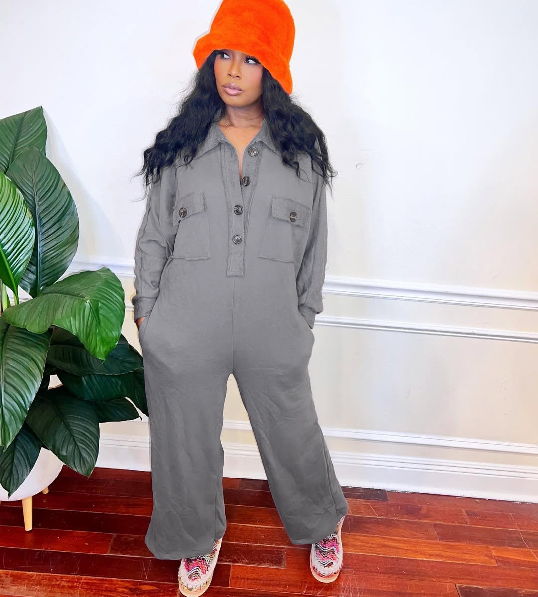 Oversized Utility Jumpsuit with Pockets