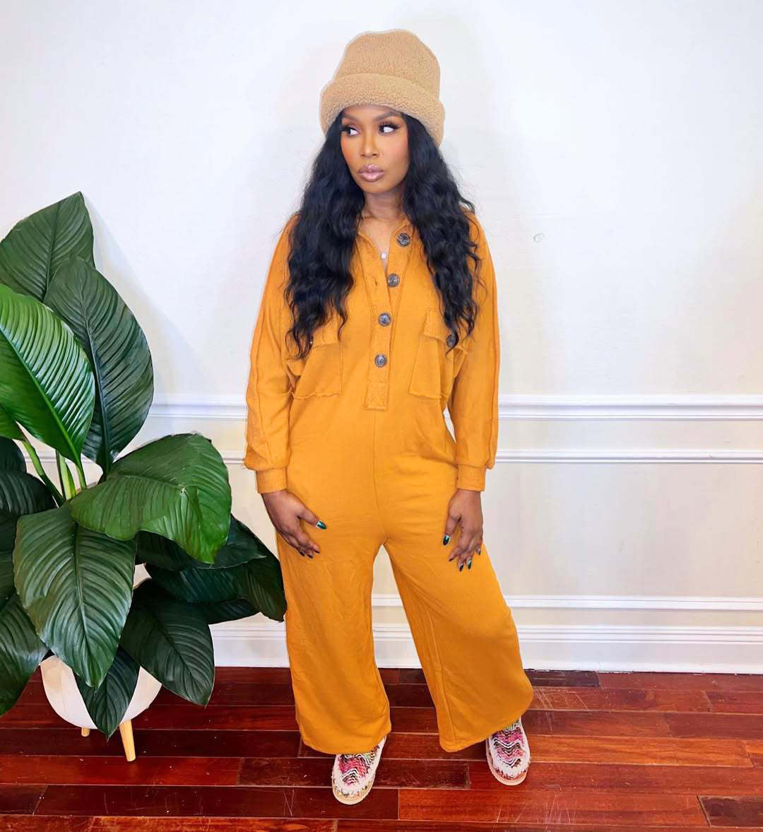 Oversized Utility Jumpsuit with Pockets