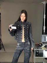 Military-Style Denim Jacket