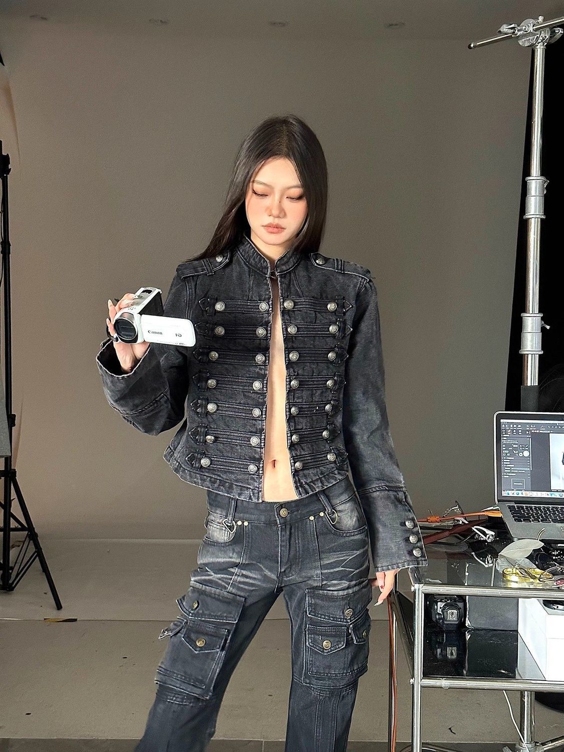 Military-Style Denim Jacket