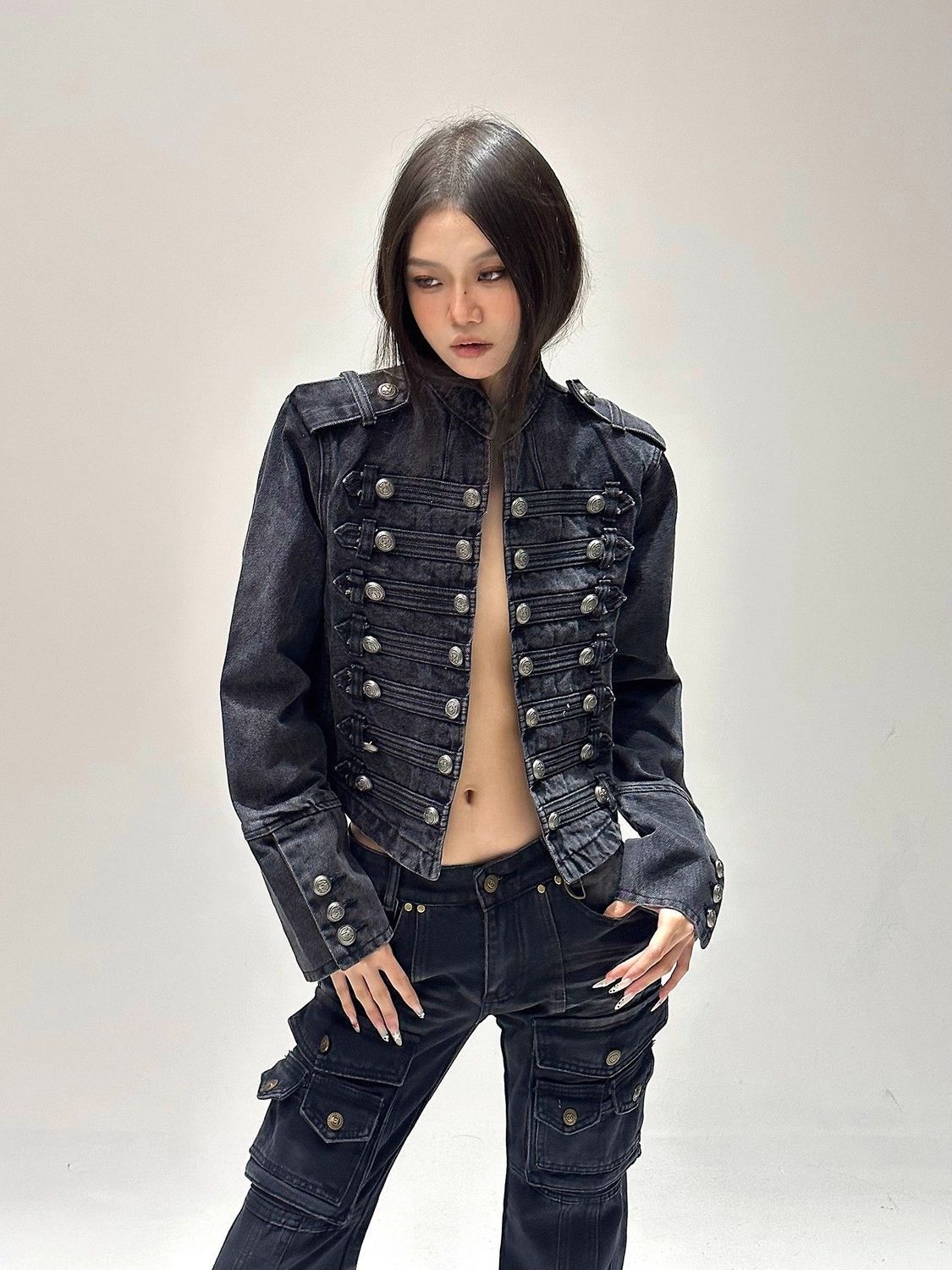 Military-Style Denim Jacket
