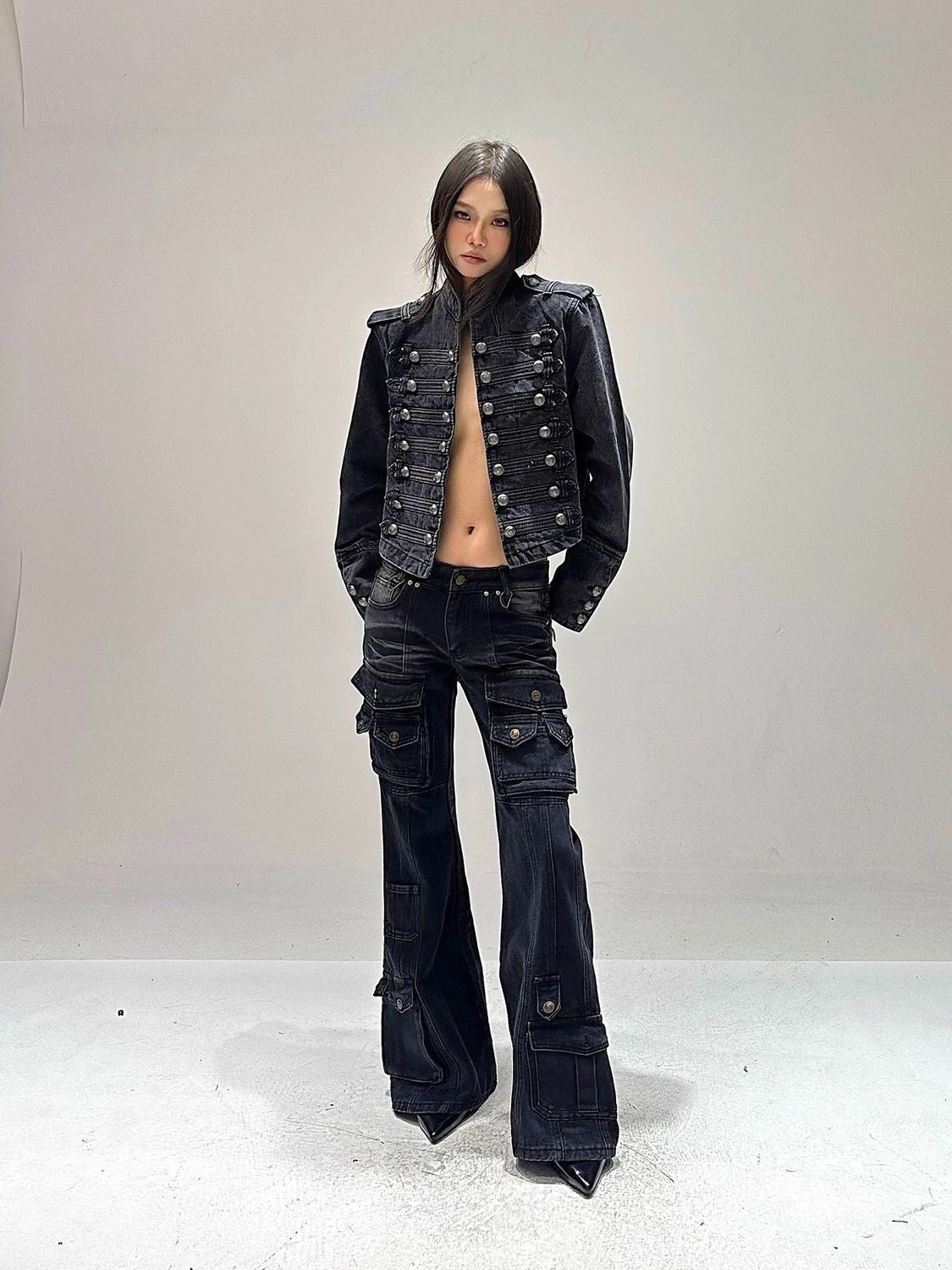 Military-Style Denim Jacket