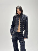 Military-Style Denim Jacket