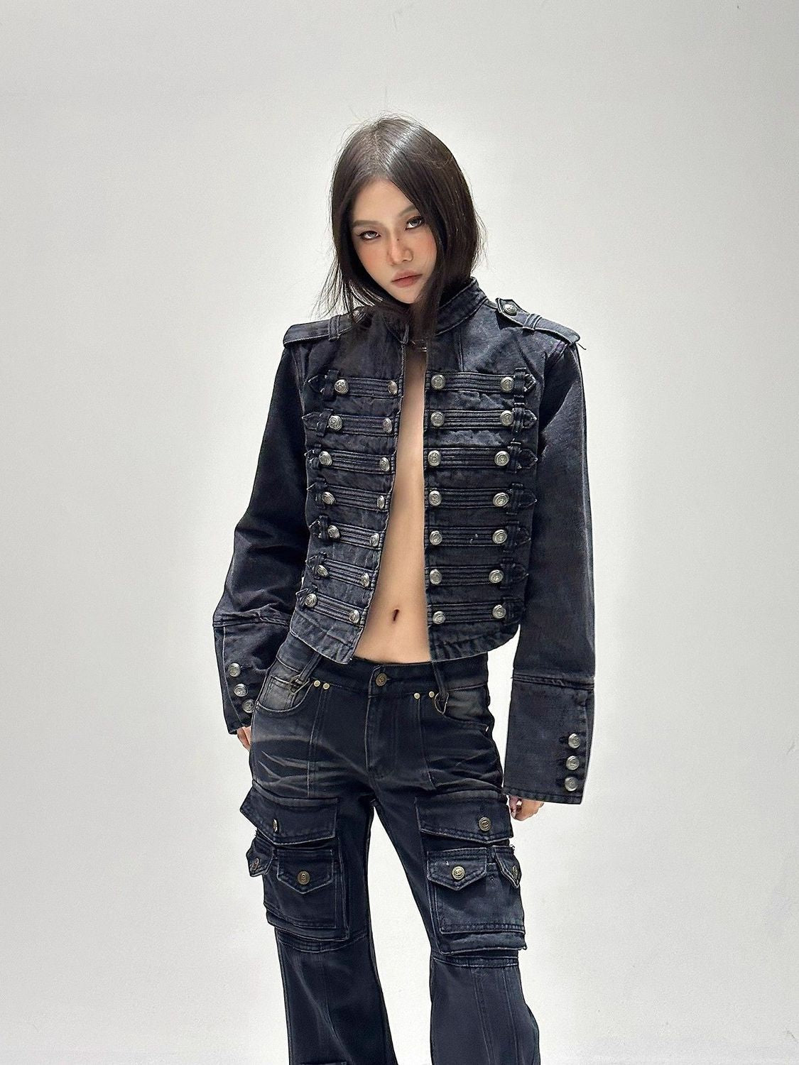 Military-Style Denim Jacket