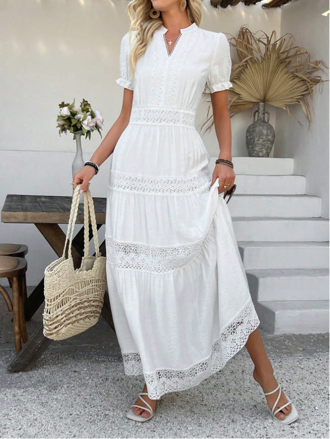 Boho Maxi Dress with Lace Details