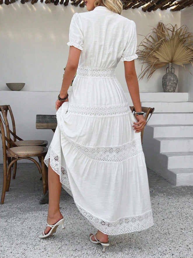 Boho Maxi Dress with Lace Details