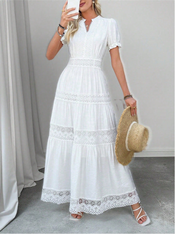 Boho Maxi Dress with Lace Details