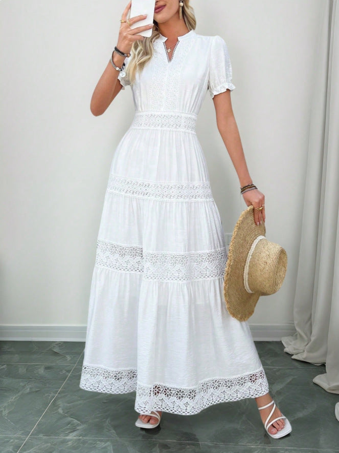 Boho Maxi Dress with Lace Details