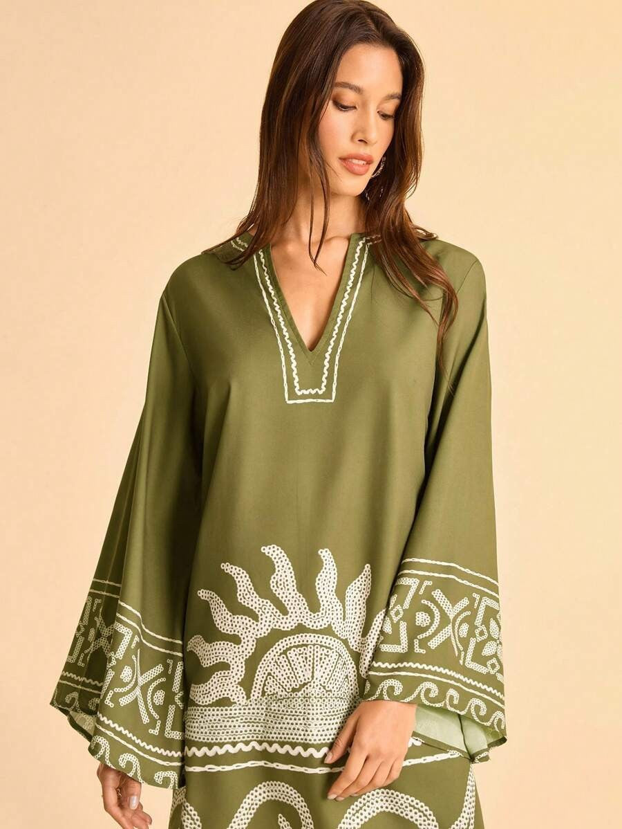 Green Tunic Dress with Details
