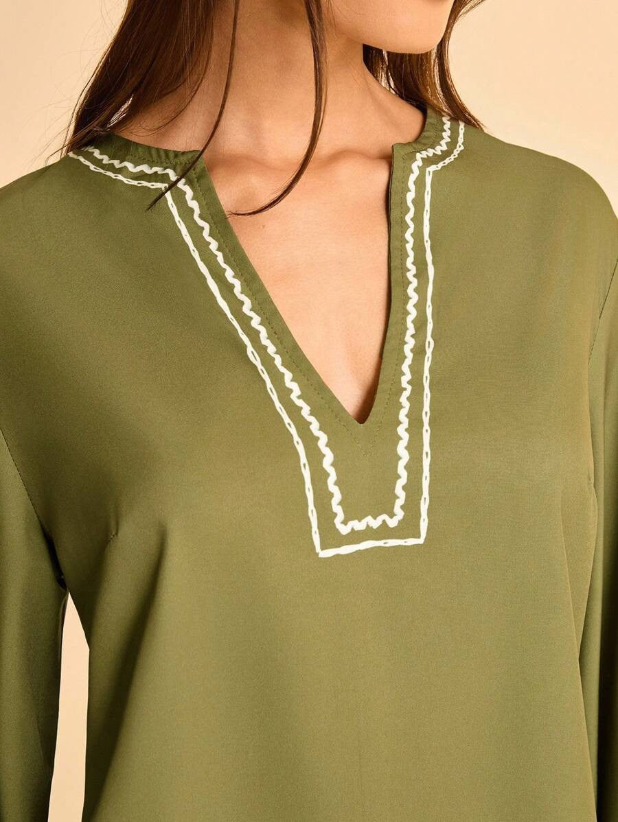 Green Tunic Dress with Details