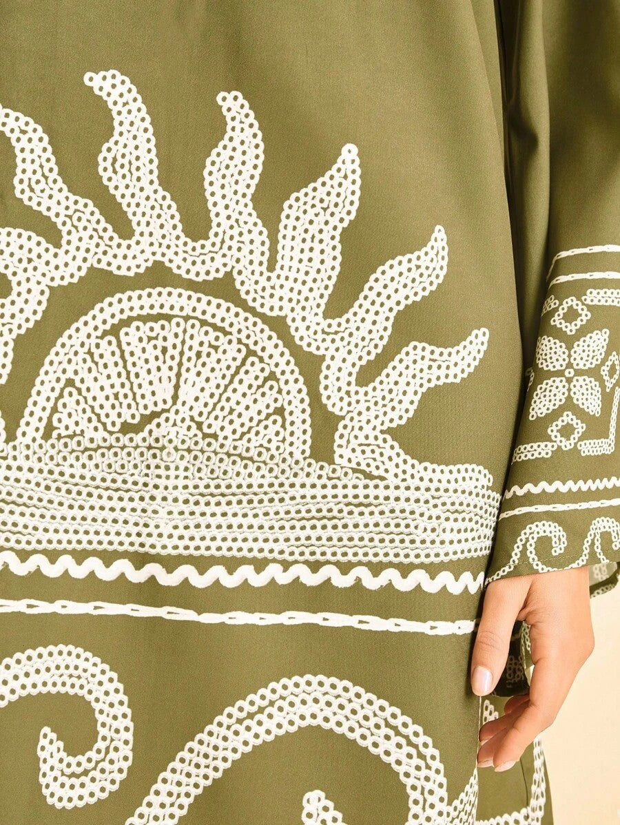 Green Tunic Dress with Details