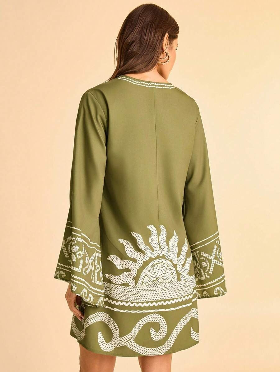 Green Tunic Dress with Details