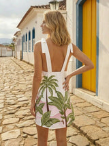 Tropical Print Sleeveless Dress