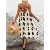 Beach Print Sundress with Side Slit