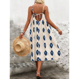 Beach Print Sundress with Side Slit