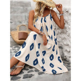 Beach Print Sundress with Side Slit