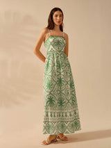 Tropical Print Maxi Dress with Spaghetti Straps