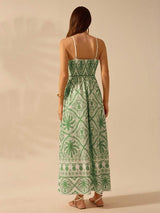 Tropical Print Maxi Dress with Spaghetti Straps