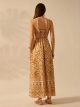 Tropical Print Maxi Dress with Spaghetti Straps