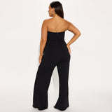 Strapless Button Details Top with Pants