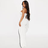 Strapless Button Details Top with Pants