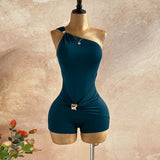 Asymmetric One-Shoulder Romper