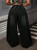 High-Waisted Wide-Leg Denim Pants