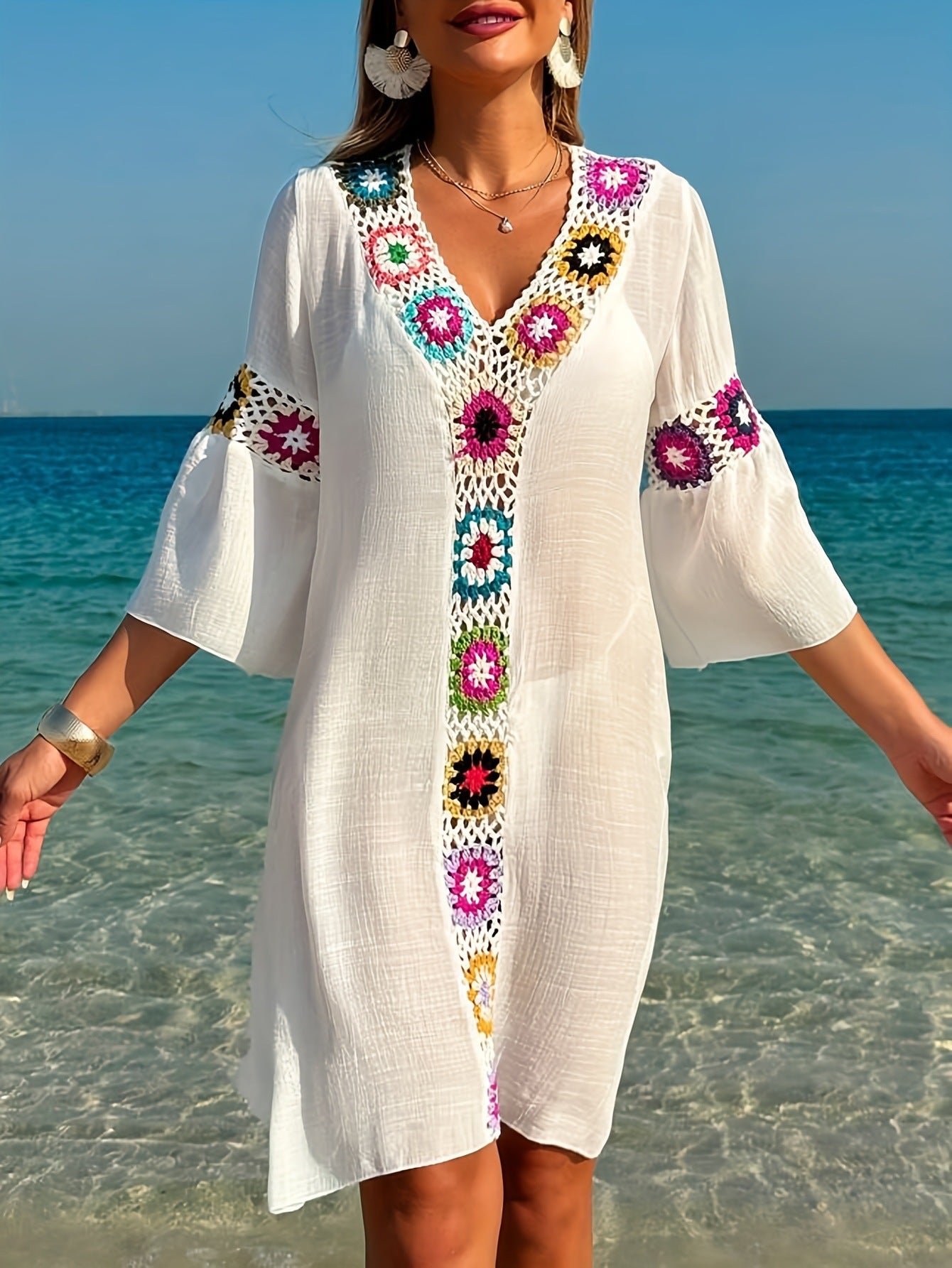 Crochet Embroidered Beach Dress