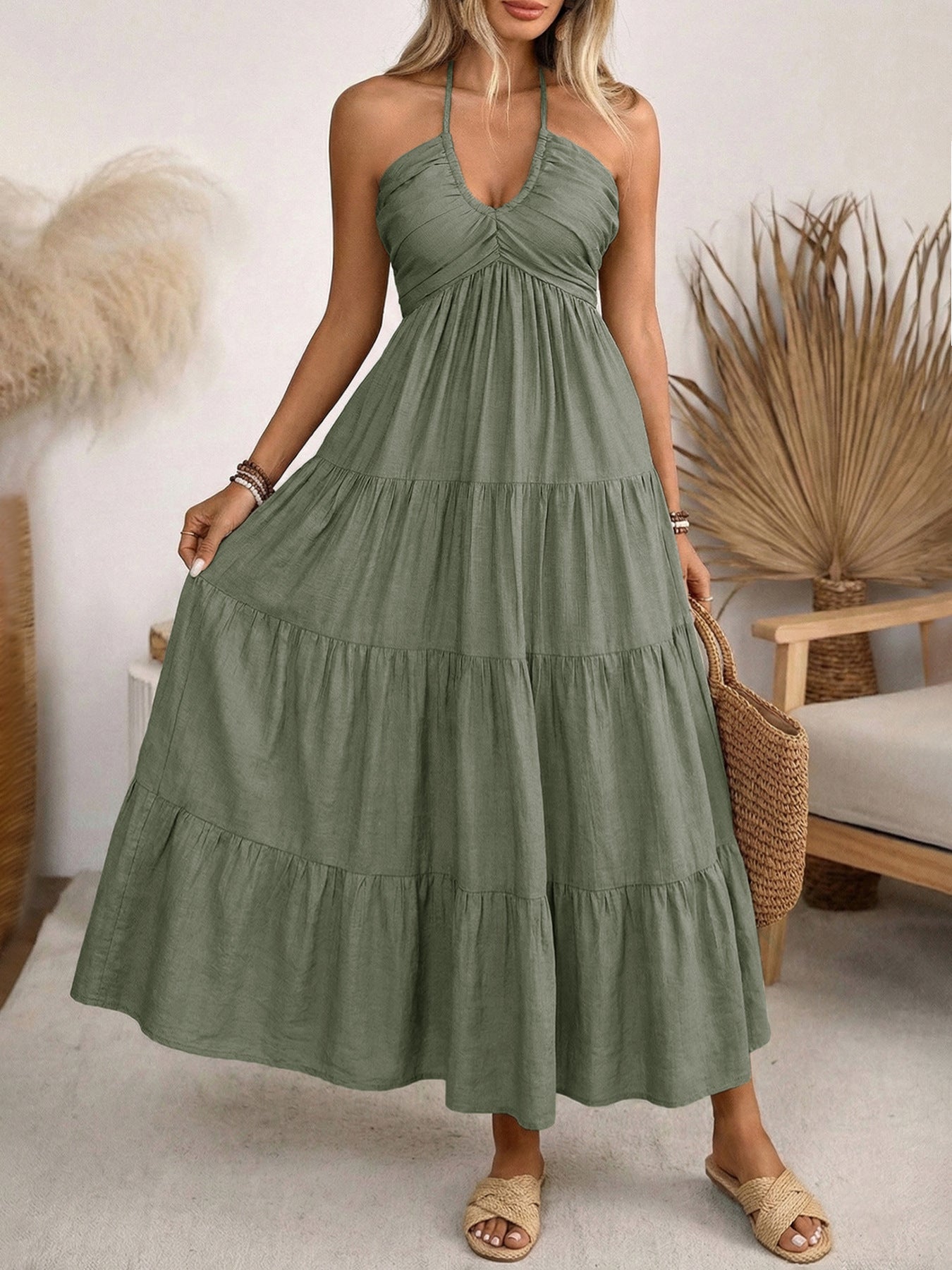 Tiered Maxi Dress with Spaghetti Straps