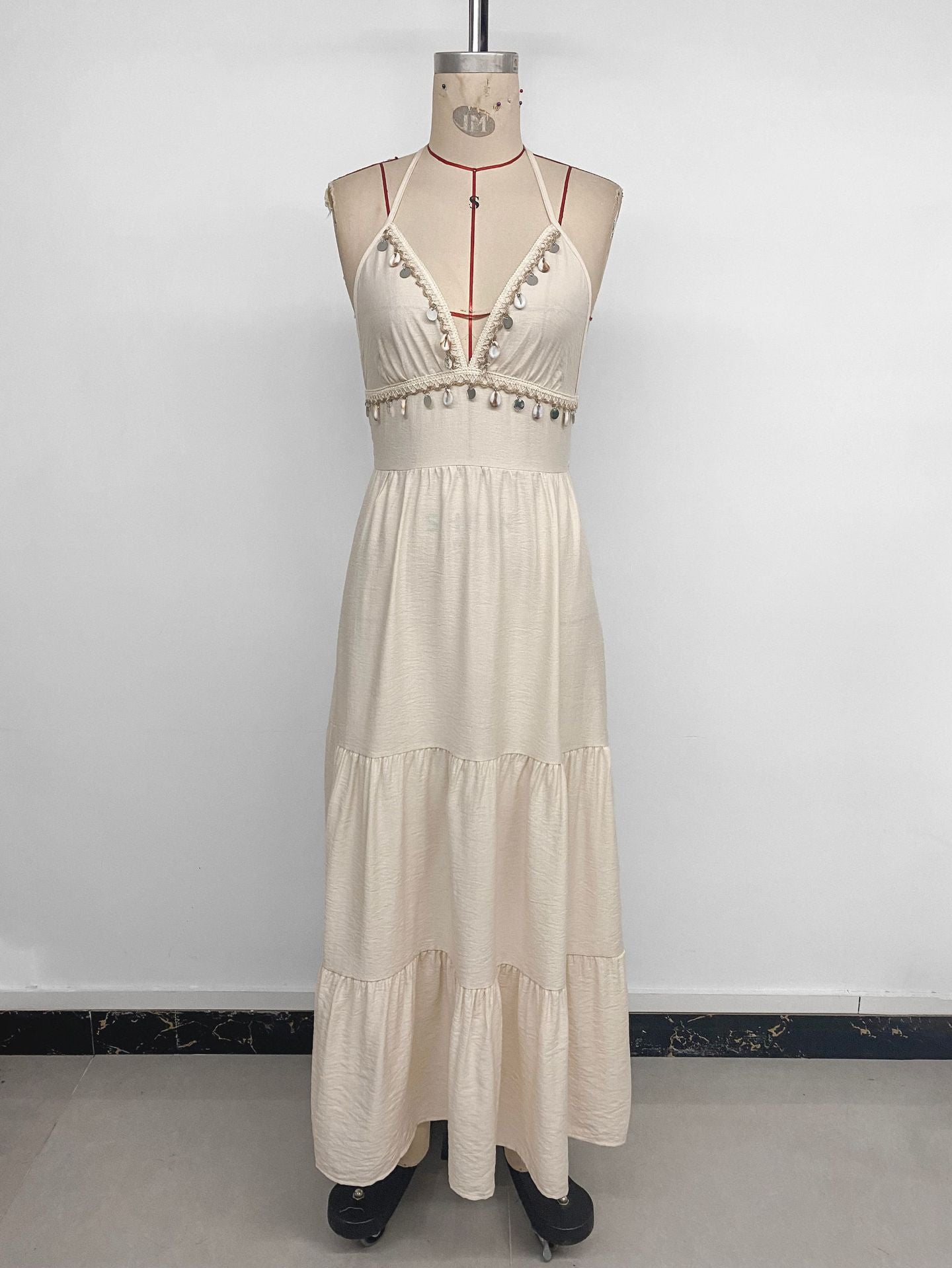 Boho Chic Maxi Dress with Details