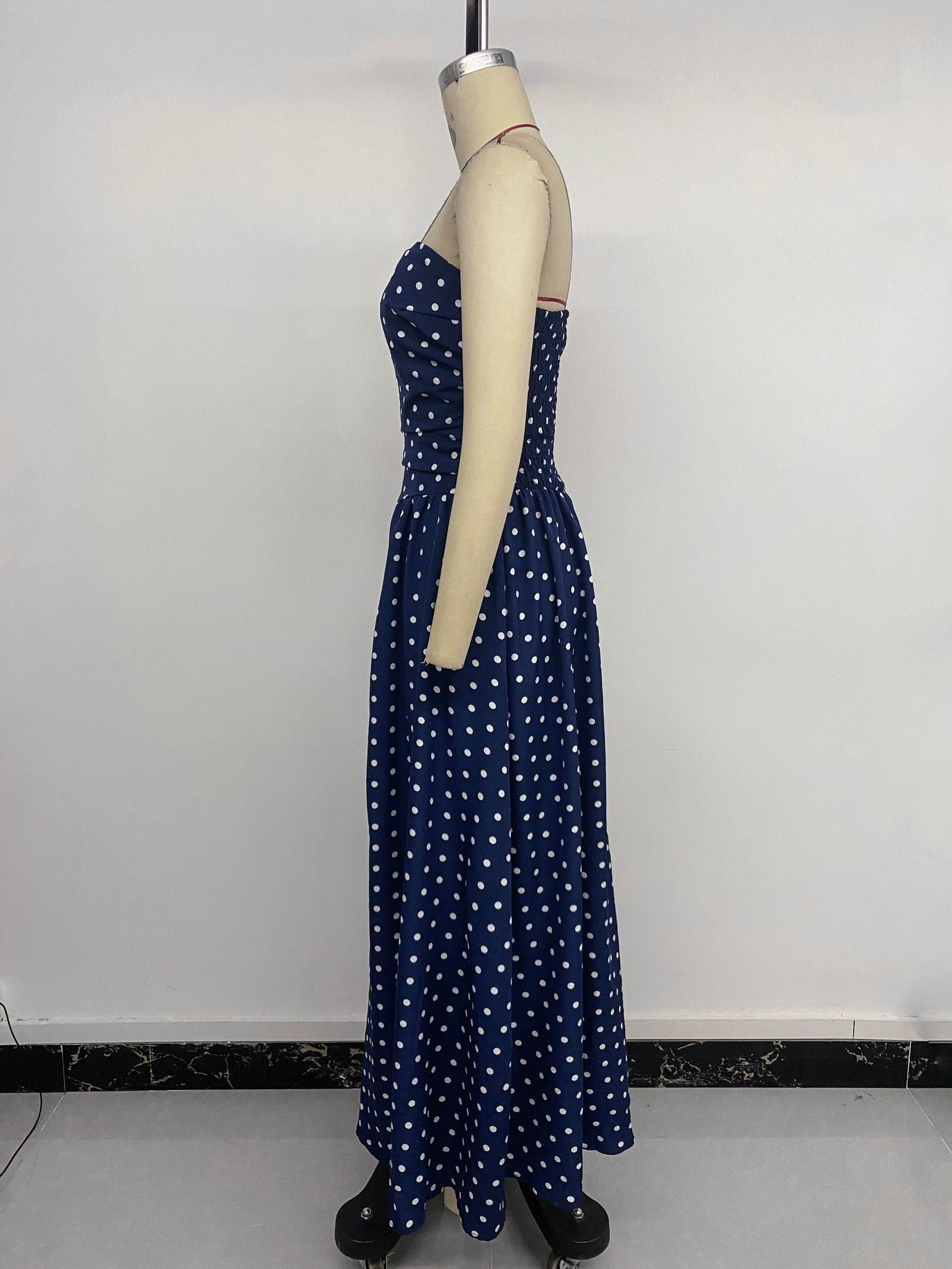 Polka Dot Strapless Maxi Dress