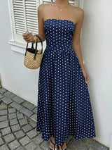 Polka Dot Strapless Maxi Dress