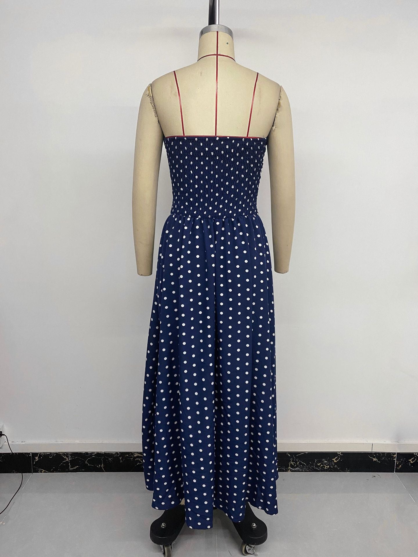 Polka Dot Strapless Maxi Dress