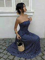 Polka Dot Strapless Maxi Dress