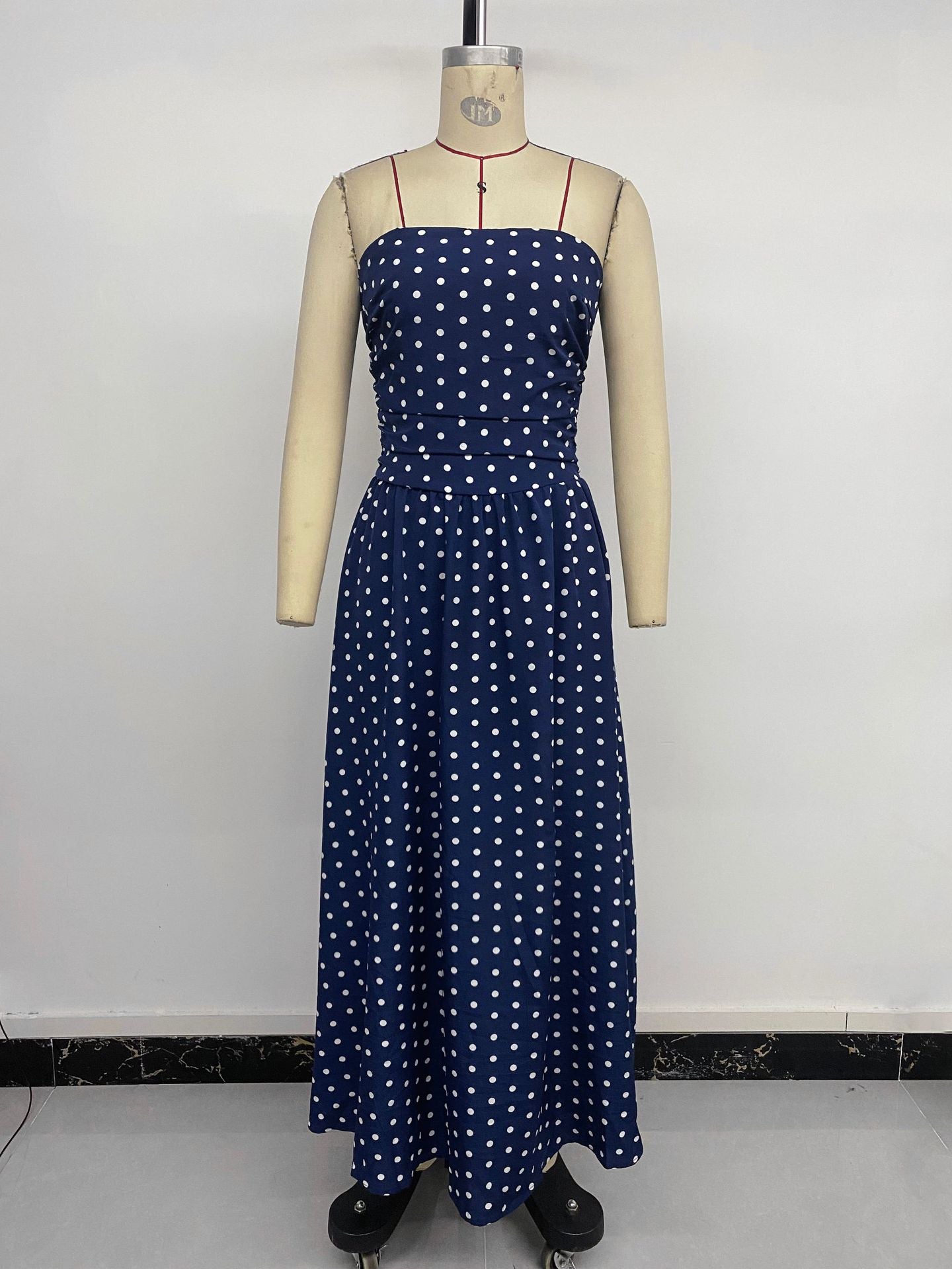 Polka Dot Strapless Maxi Dress
