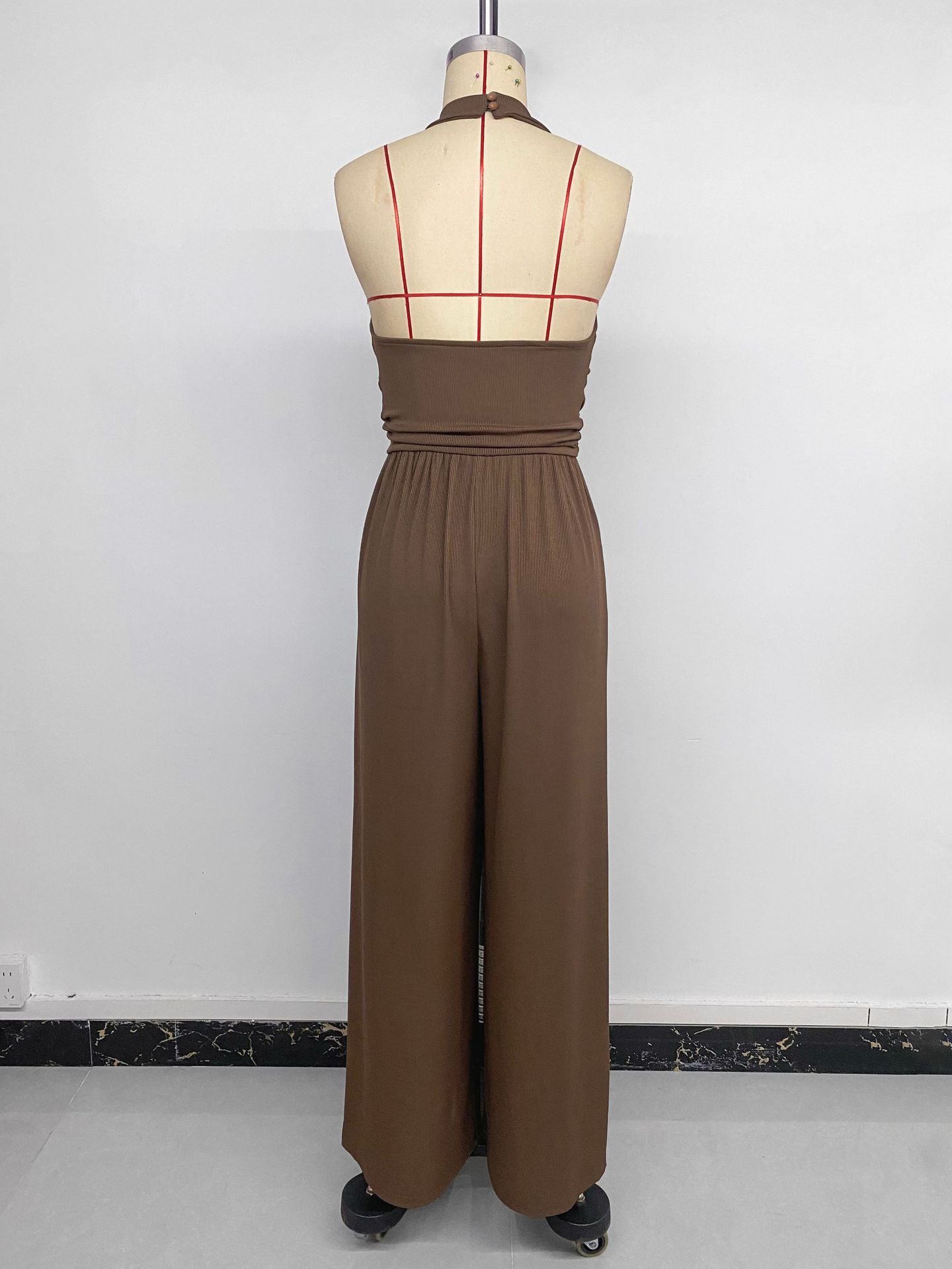 Sleeveless Jumpsuit with Wide-Leg Pants