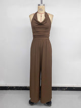 Sleeveless Jumpsuit with Wide-Leg Pants