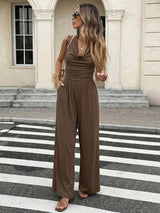 Sleeveless Jumpsuit with Wide-Leg Pants