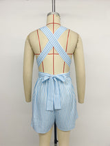 Striped V-Neck Sleeveless Jumpsuit