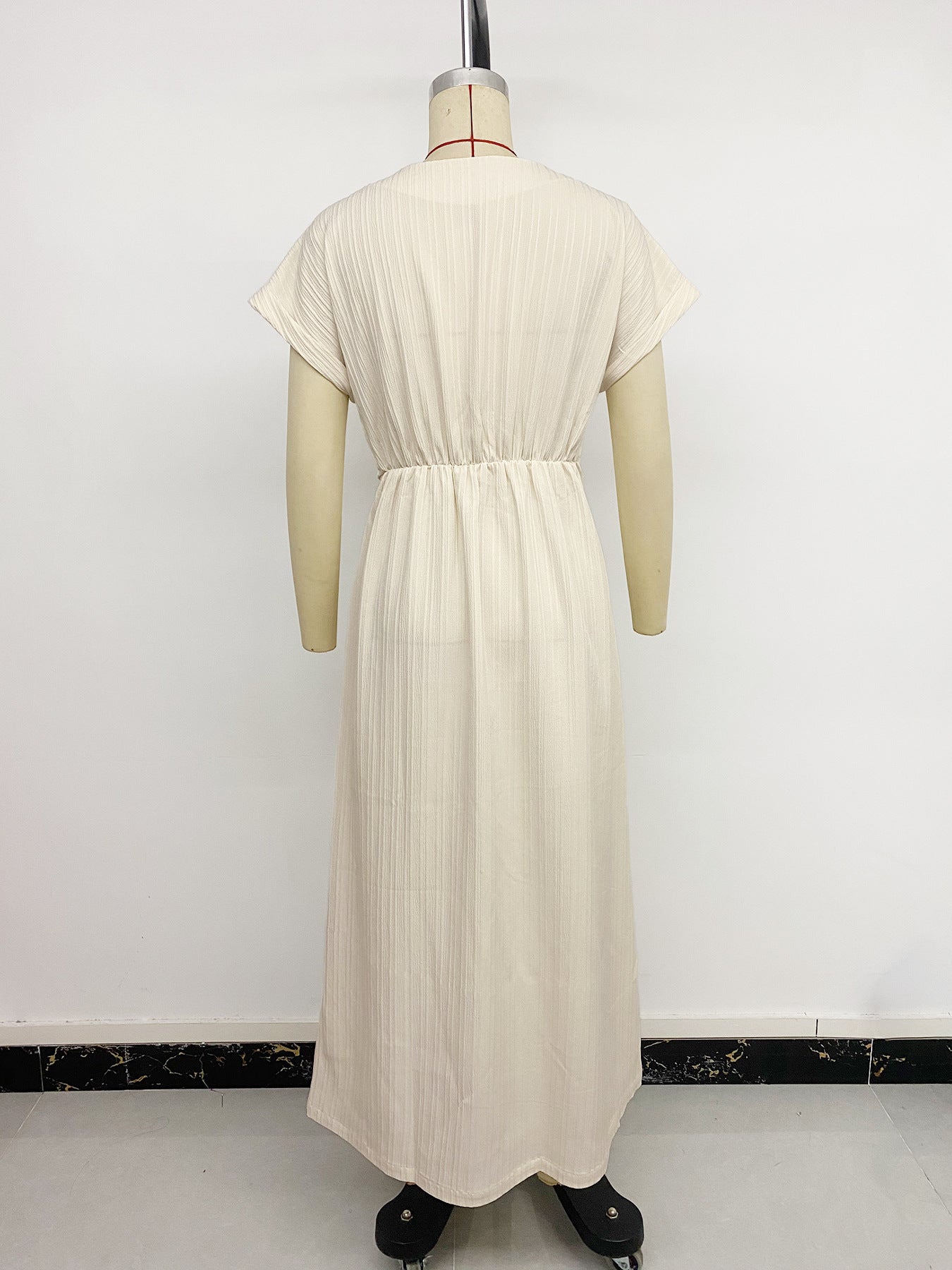 Pleated Maxi Dress with Waist Knot Detail