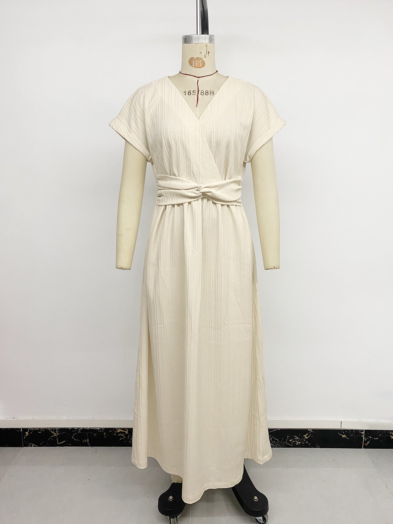 Pleated Maxi Dress with Waist Knot Detail