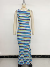 Vibrant Zigzag Pattern Maxi Dress