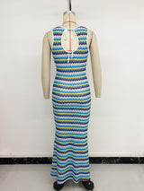 Vibrant Zigzag Pattern Maxi Dress